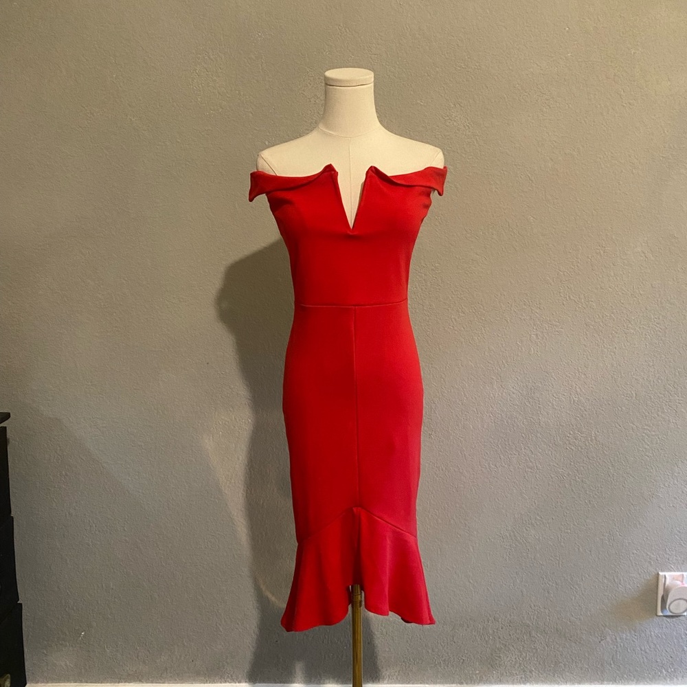 Superdown Red Body Con Midi Dress Size M
